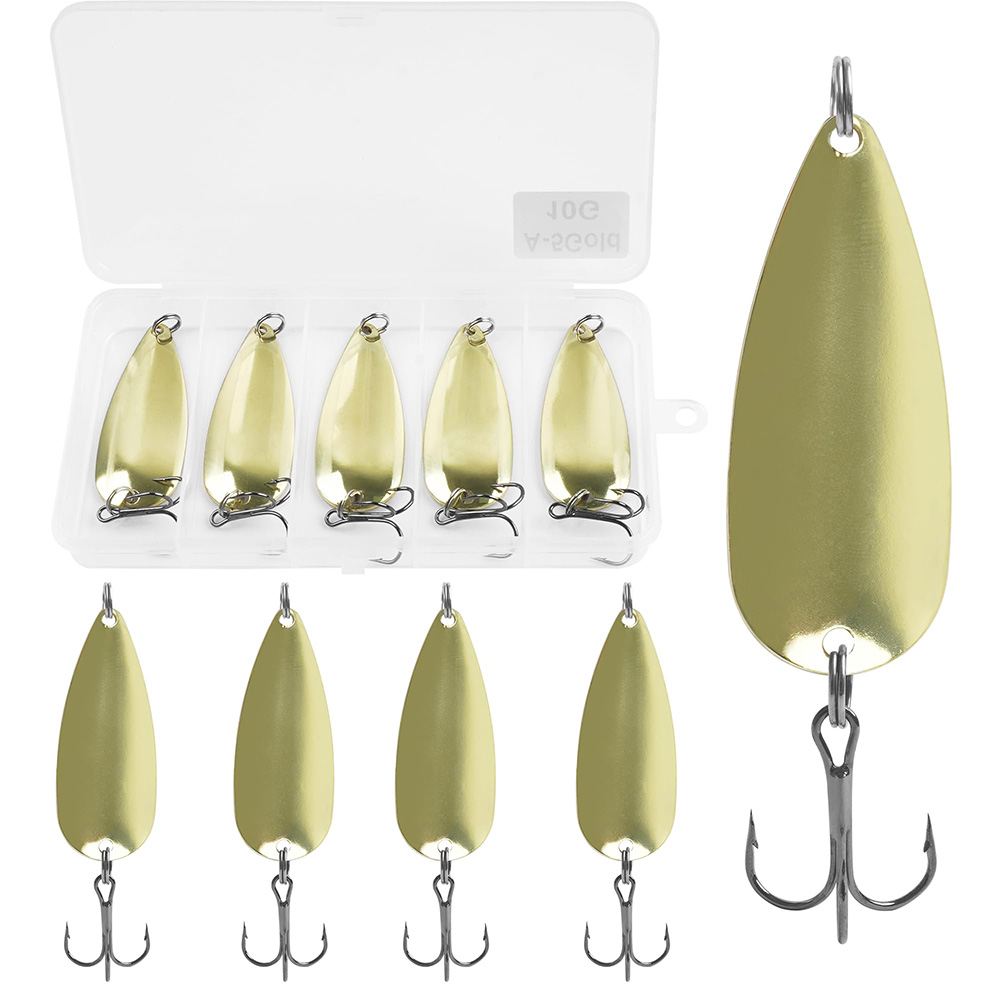 5개입 낚시 스푼 메탈 낚시 미끼 골드 지깅 캐스팅 루 - Fishing Hook Treble 리뷰 및 가격