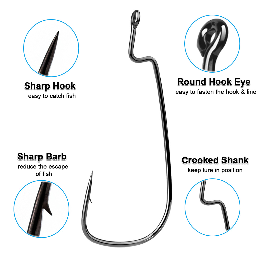 피쉬트립 50-100개 웜 훅 낚시 크랭크 훅 소프트  - Fishing Hook Offset 리뷰 및 가격